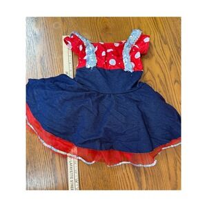 A Wish Come True Choo Choo Ch Boogie Dance Costume Red Blue Polka Dot Sequin XSC